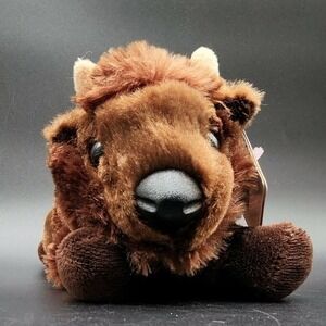 Aurora Brown Bison Buffalo Plush Stuffed Animal Wildlife Western Prairie Toy 8in